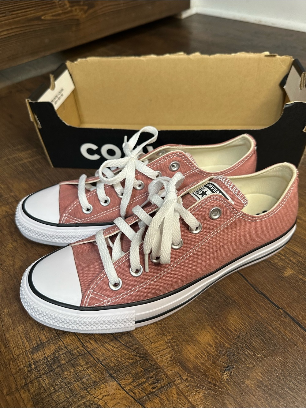 Converse Kids Low Top Sneakers - Dusty Rose and White